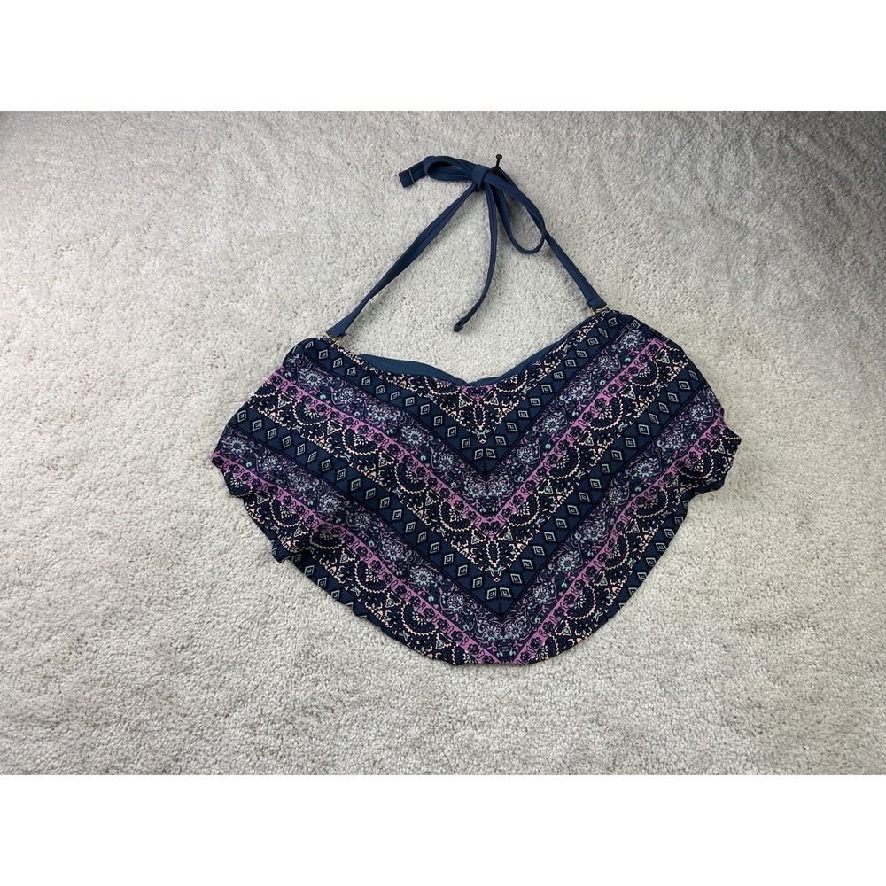 Xhilaration Womens 18W Halter Bikini Top Swimsuit‎ Navy Purple Floral Pattern
